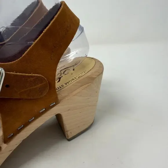 Lotta’s from Stockholm Clogs Size 37 Brown Leather Wood Heel Mary Jane Shoes - Picture 4 of 16